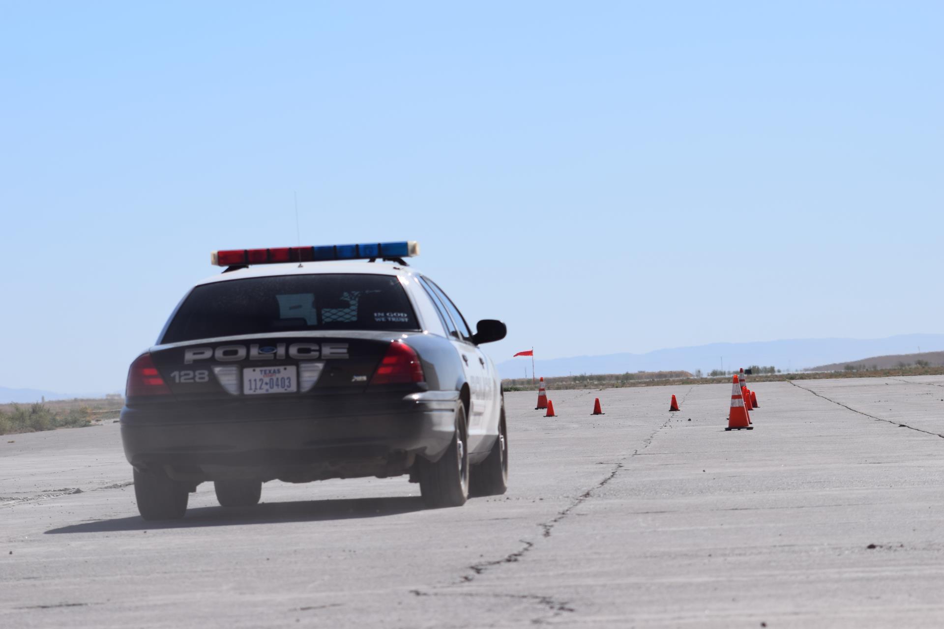 Police car on track